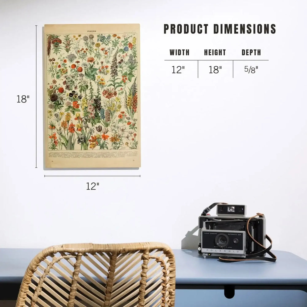 Assorted Flowers, A, Vintage Bookplate, Adolphe Millot Artwork, Wood Signs and Postcards Wood Lantern Press 
