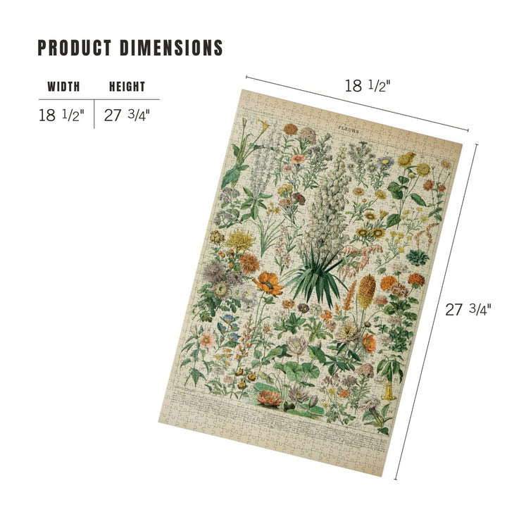 Assorted Flowers, B, Vintage Bookplate, Adolphe Millot Artwork, Jigsaw Puzzle Puzzle Lantern Press 