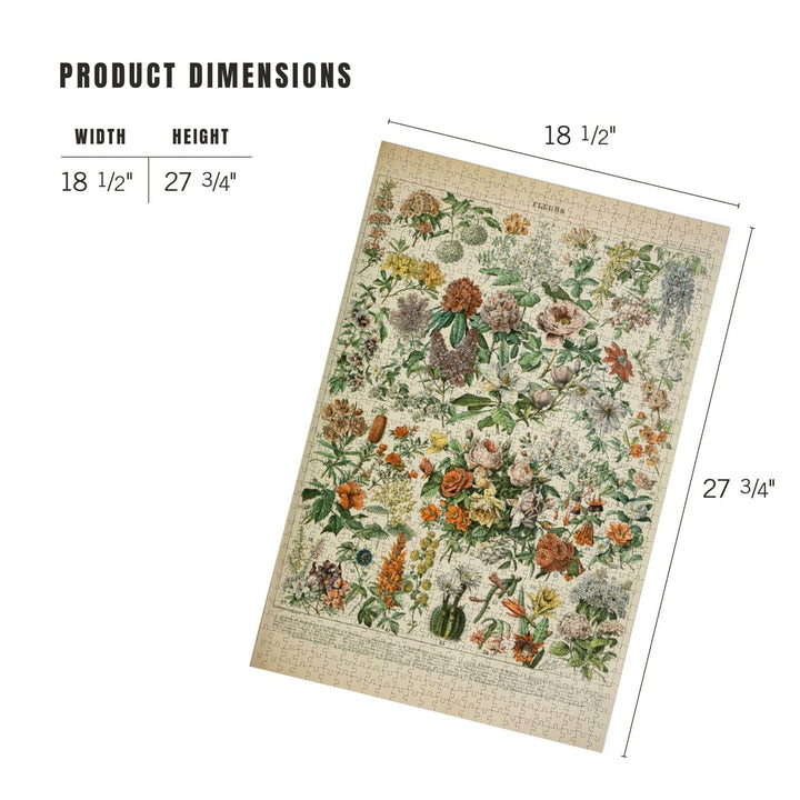 Assorted Flowers, C, Vintage Bookplate, Adolphe Millot Artwork, Jigsaw Puzzle Puzzle Lantern Press 