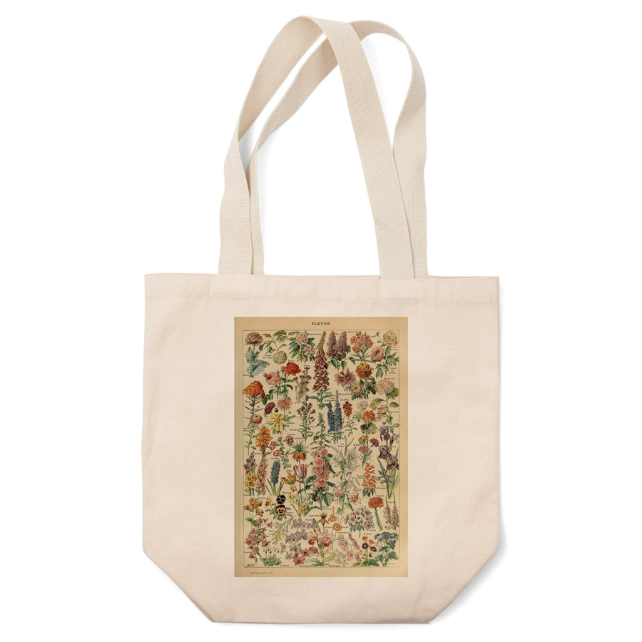Assorted Flowers, E, Vintage Bookplate, Adolphe Millot Artwork, Tote Bag Totes Lantern Press 
