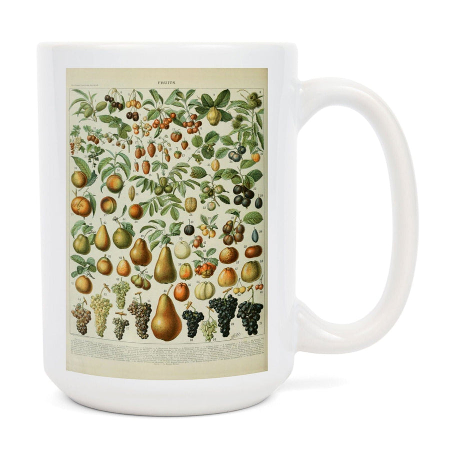 Assorted Fruits, A, Vintage Bookplate, Adolphe Millot Artwork, Ceramic Mug Mugs Lantern Press 