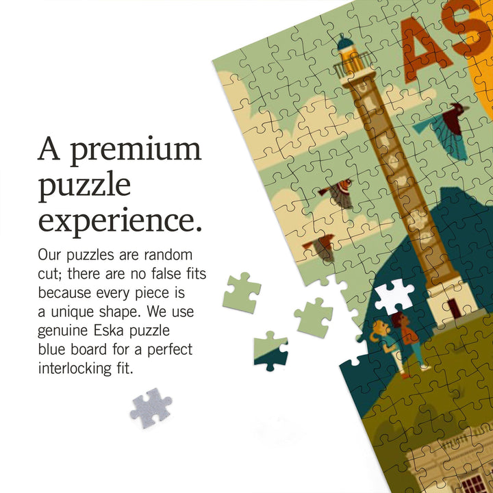 Astoria, Oregon, Astoria Column, Geometric, Jigsaw Puzzle Puzzle Lantern Press 