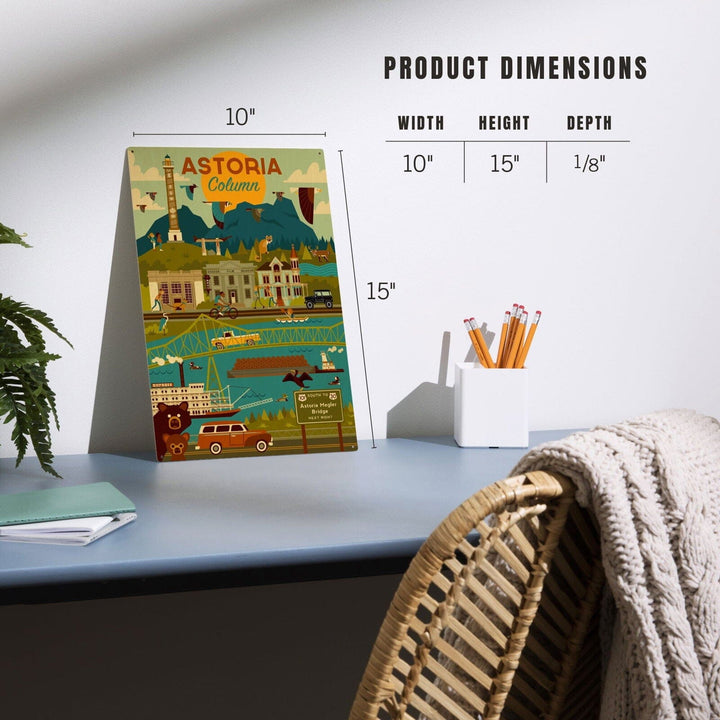 Astoria, Oregon, Astoria Column, Geometric, Lantern Press Artwork, Wood Signs and Postcards Wood Lantern Press 