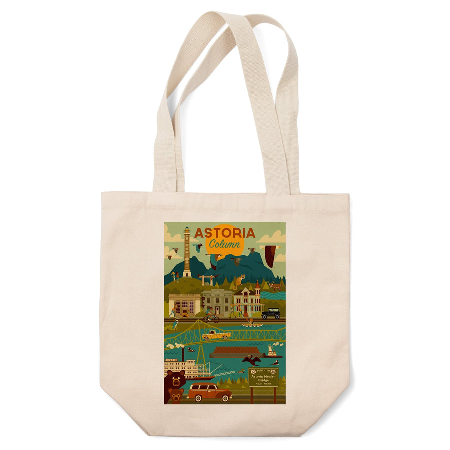 Astoria, Oregon, Astoria Column, Geometric, Tote Bag Totes Lantern Press 