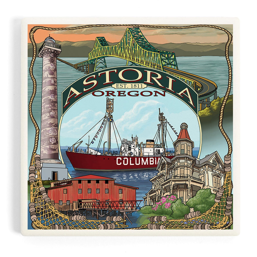 Astoria, Oregon, Montage, Coasters Coasters Lantern Press 