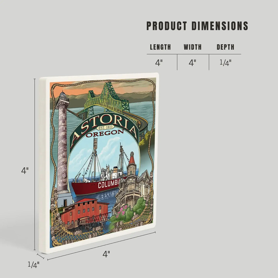 Astoria, Oregon, Montage, Coasters Coasters Lantern Press 