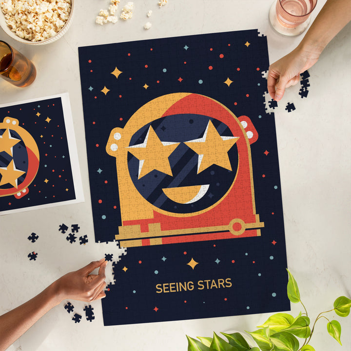 Astronaut Helmet, Seeing Stars, Jigsaw Puzzle Puzzle Lantern Press 
