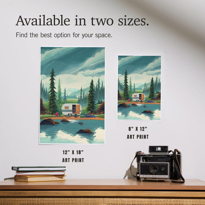 At Home Anywhere, Camper in Evergreens, Art & Giclee Prints Art Lantern Press 