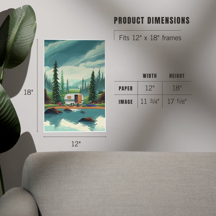At Home Anywhere, Camper in Evergreens, Art & Giclee Prints Art Lantern Press 