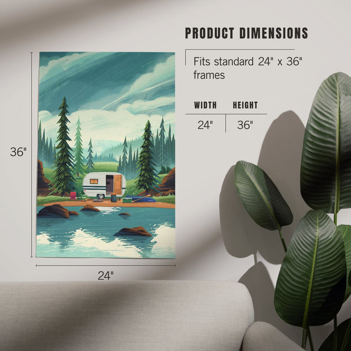 At Home Anywhere, Camper in Evergreens, Art & Giclee Prints Art Lantern Press 