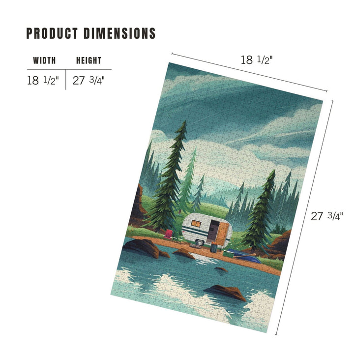 At Home Anywhere, Camper in Evergreens, Jigsaw Puzzle Puzzle Lantern Press 