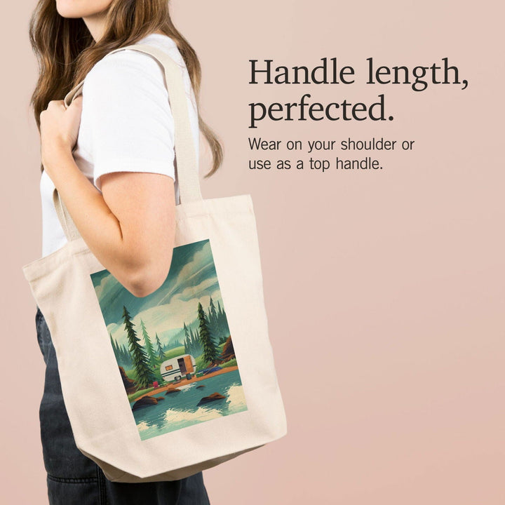 At Home Anywhere, Camper in Evergreens, Tote Bag Totes Lantern Press 