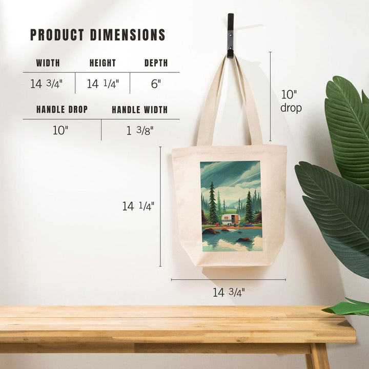 At Home Anywhere, Camper in Evergreens, Tote Bag Totes Lantern Press 