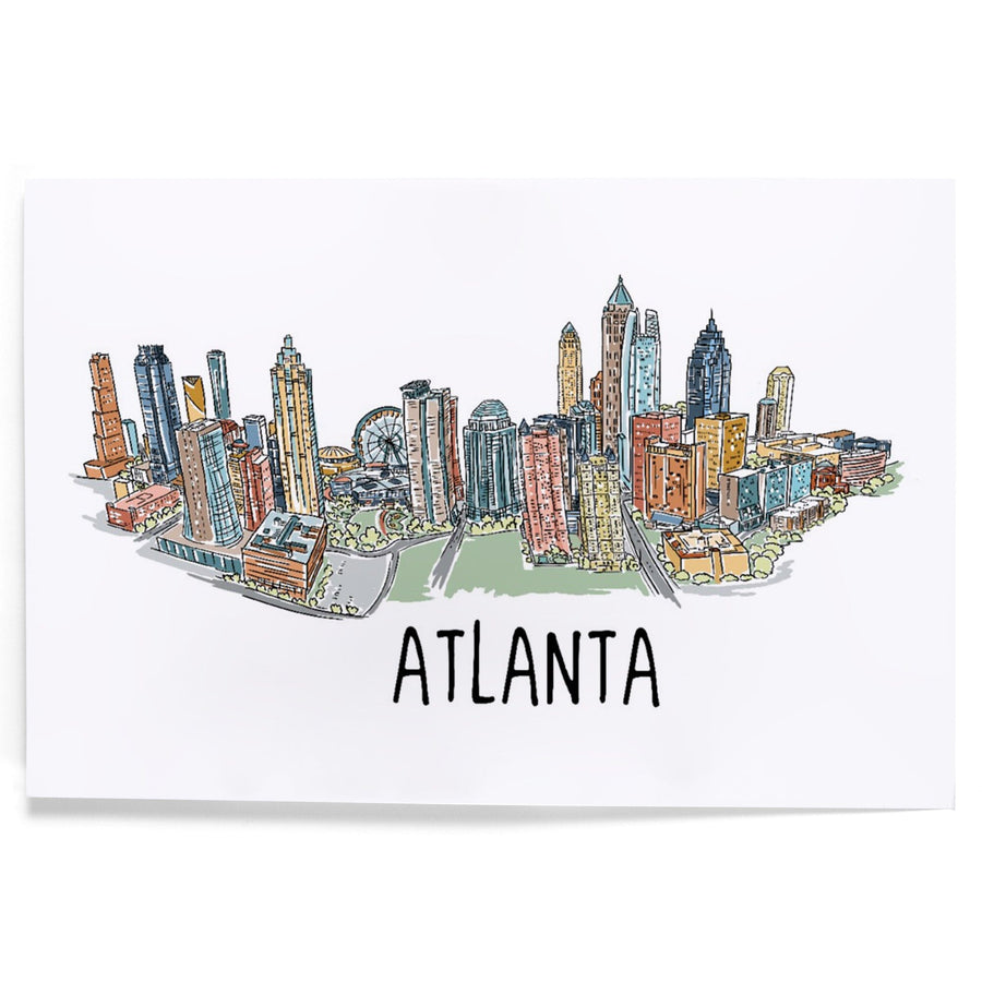 Atlanta, Georgia, Line Drawing, Art & Giclee Prints Art Lantern Press 