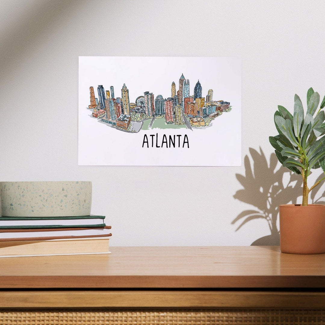 Atlanta, Georgia, Line Drawing, Art & Giclee Prints Art Lantern Press 