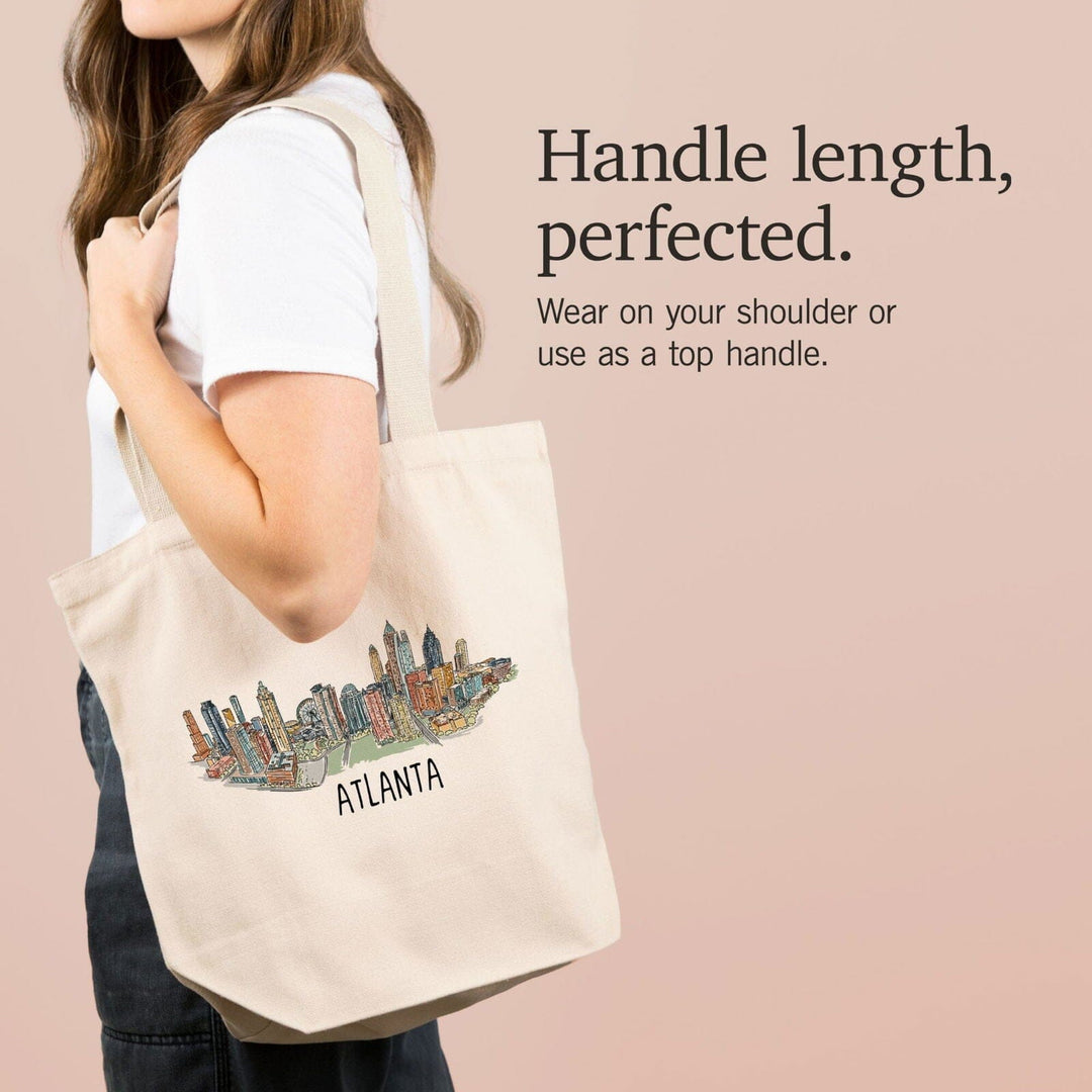 Atlanta, Georgia, Line Drawing, Lantern Press Artwork, Tote Bag Totes Lantern Press 