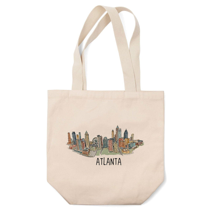 Atlanta, Georgia, Line Drawing, Lantern Press Artwork, Tote Bag Totes Lantern Press 