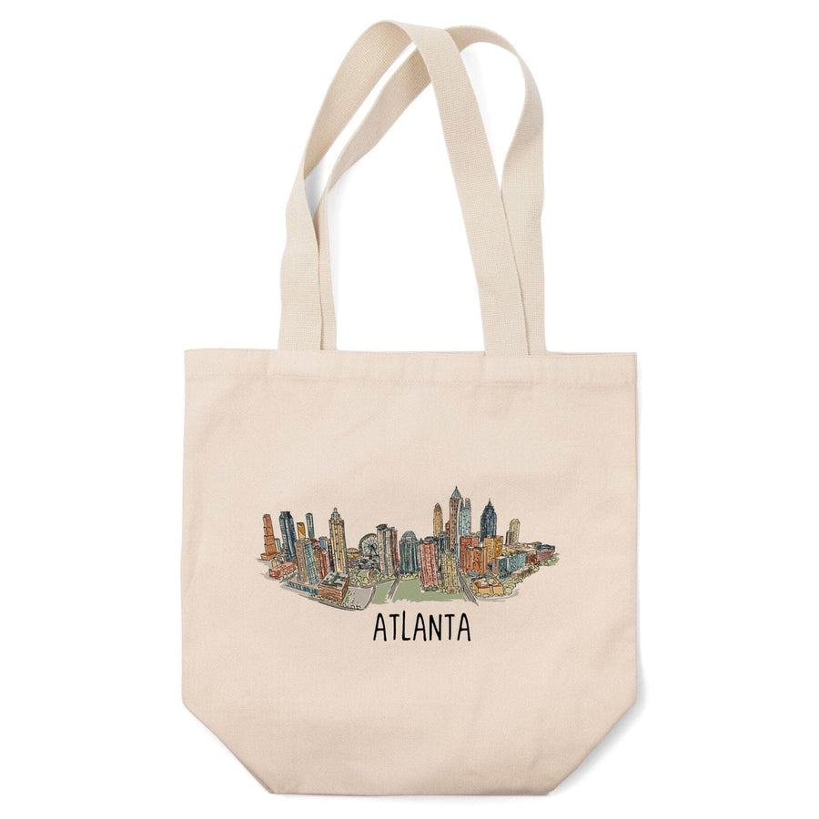 Atlanta, Georgia, Line Drawing, Lantern Press Artwork, Tote Bag Totes Lantern Press 