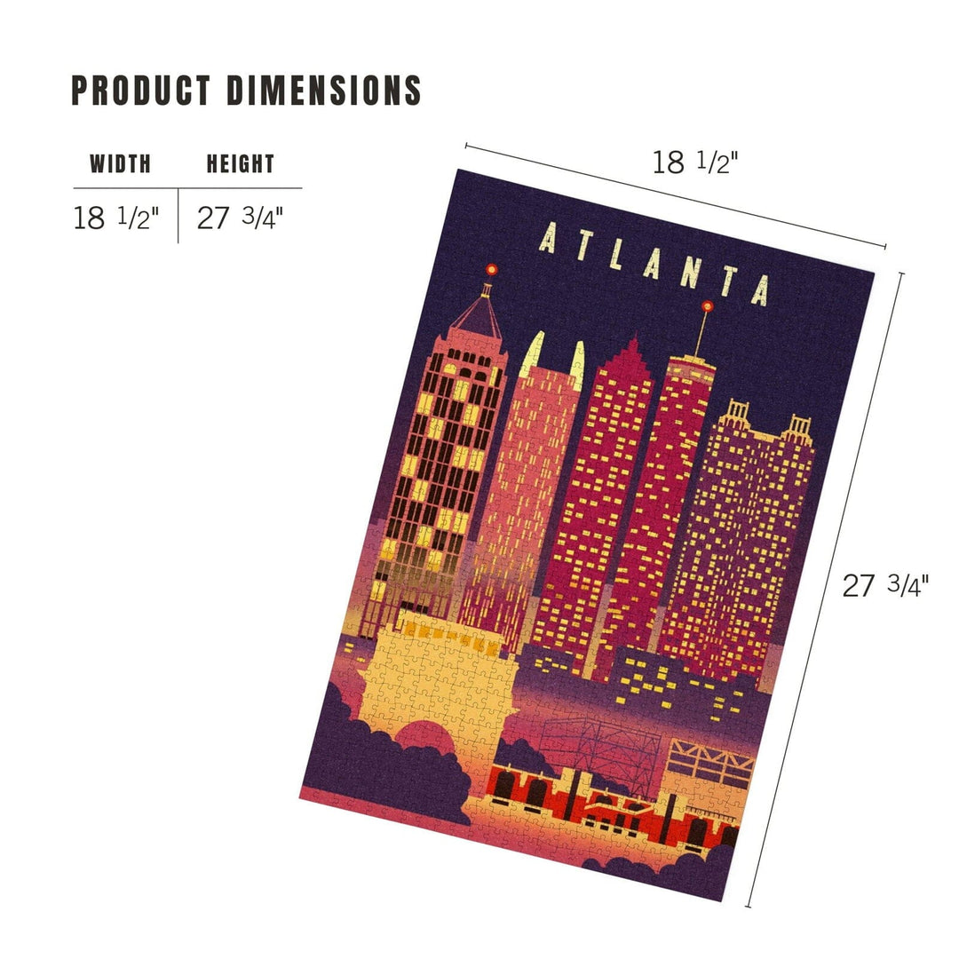 Atlanta, Georgia, Neon Skyline, Jigsaw Puzzle Puzzle Lantern Press 