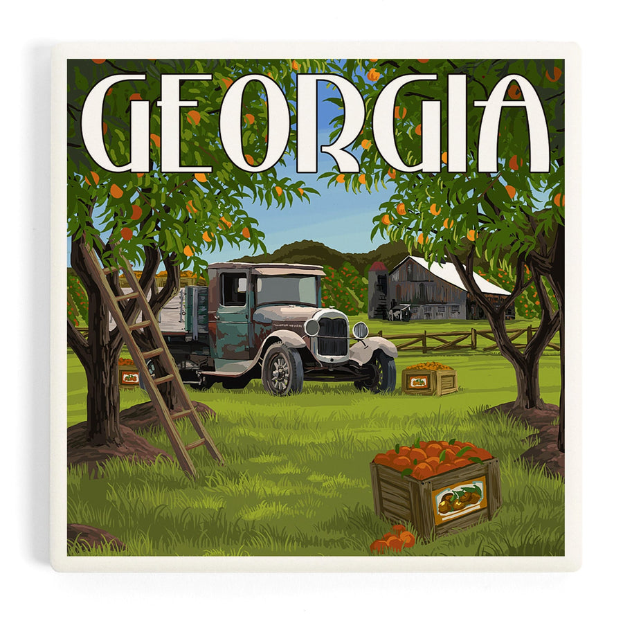 Atlanta, Georgia, Peach Orchard, Coasters Coasters Lantern Press 