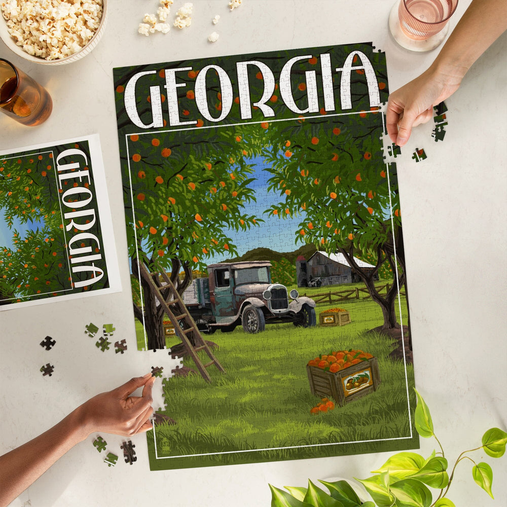 Atlanta, Georgia, Peach Orchard, Jigsaw Puzzle Puzzle Lantern Press 