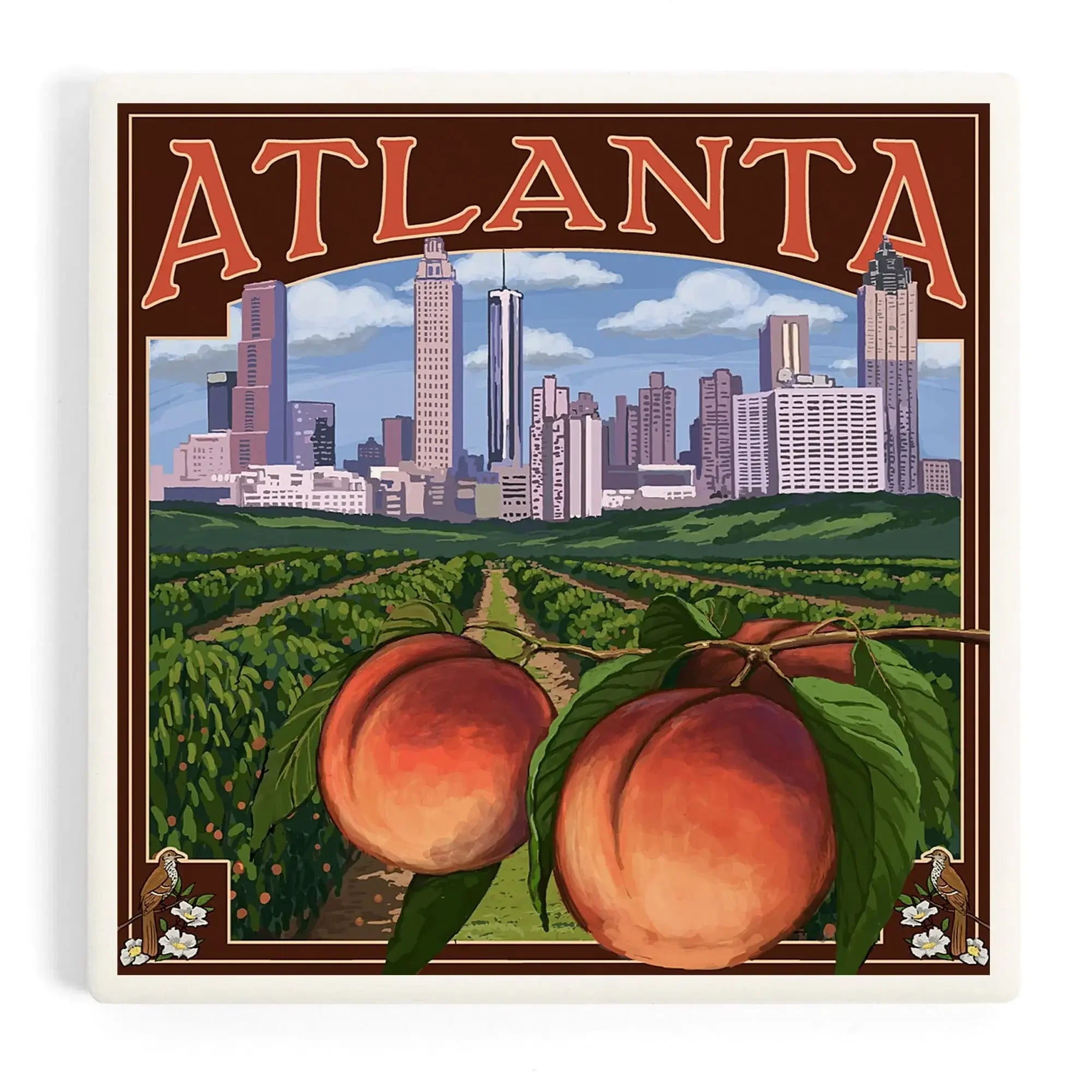 Atlanta, Georgia, Peaches ceramic coaster set – Lantern Press
