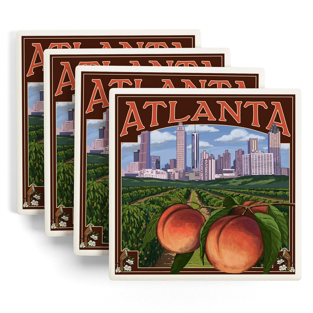 Atlanta, Georgia, Peaches, Coasters Coasters Lantern Press 