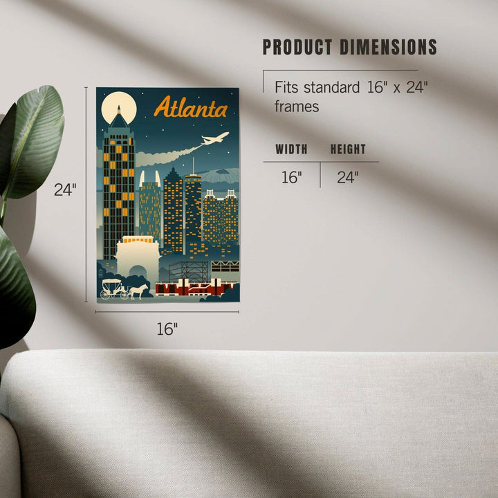 Atlanta, Georgia, Retro Skyline, Art & Giclee Prints Art Lantern Press 