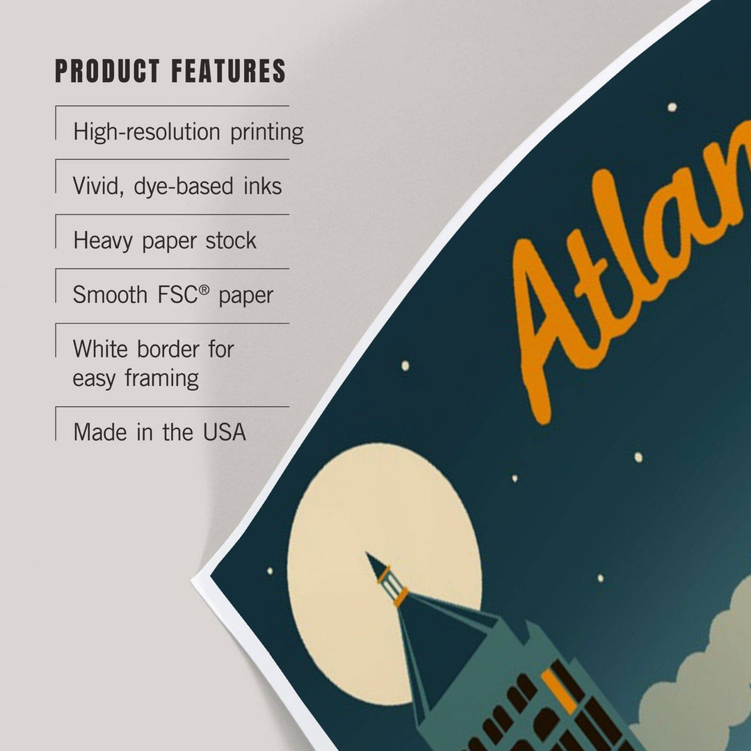 Atlanta, Georgia, Retro Skyline, Art & Giclee Prints Art Lantern Press 