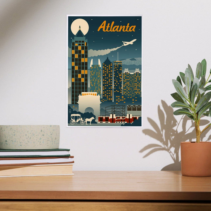 Atlanta, Georgia, Retro Skyline, Art & Giclee Prints Art Lantern Press 