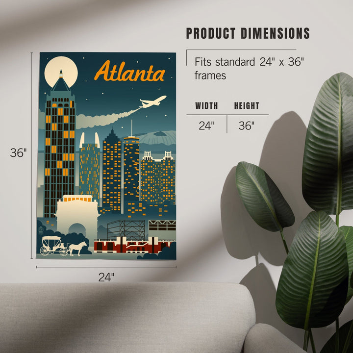 Atlanta, Georgia, Retro Skyline, Art & Giclee Prints Art Lantern Press 