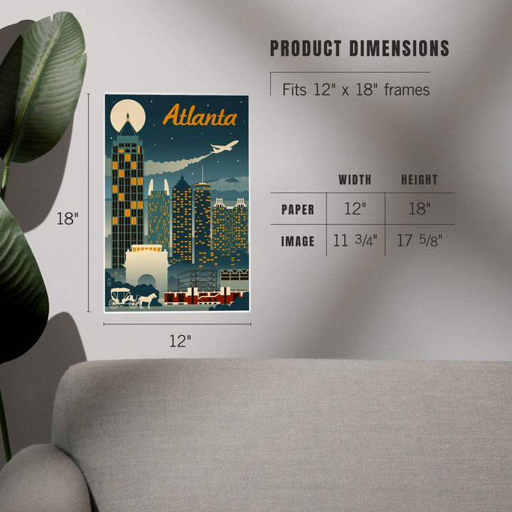 Atlanta, Georgia, Retro Skyline, Art & Giclee Prints Art Lantern Press 