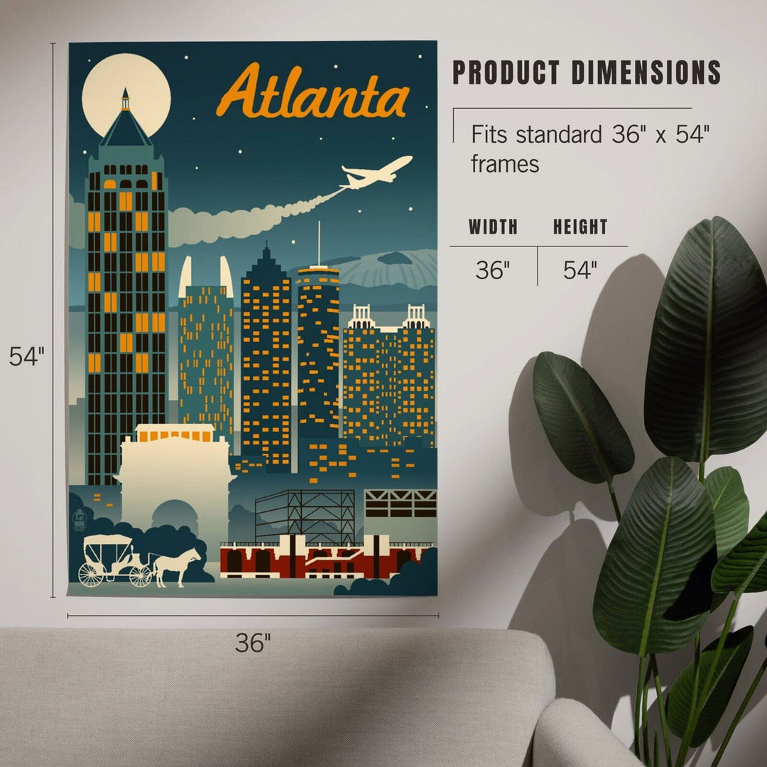 Atlanta, Georgia, Retro Skyline, Art & Giclee Prints Art Lantern Press 