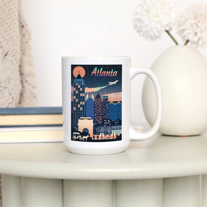 Atlanta, Georgia, Retro Skyline Chromatic Series, Lantern Press Artwork, Ceramic Mug Mugs Lantern Press 