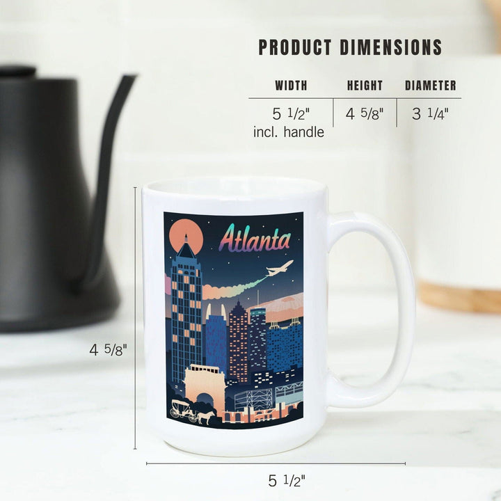 Atlanta, Georgia, Retro Skyline Chromatic Series, Lantern Press Artwork, Ceramic Mug Mugs Lantern Press 