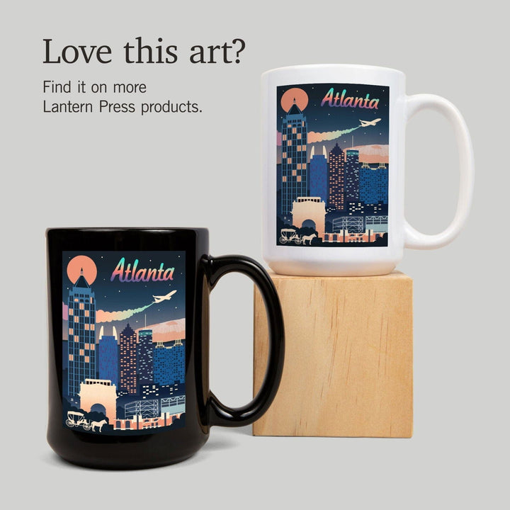 Atlanta, Georgia, Retro Skyline Chromatic Series, Lantern Press Artwork, Ceramic Mug Mugs Lantern Press 