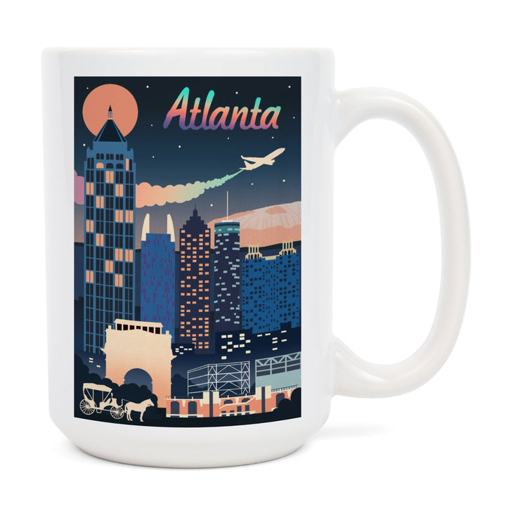 Atlanta, Georgia, Retro Skyline Chromatic Series, Lantern Press Artwork, Ceramic Mug Mugs Lantern Press 