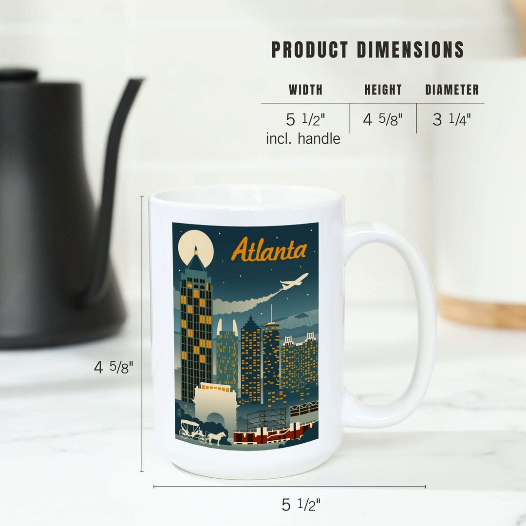 Atlanta, Georgia, Retro Skyline, Lantern Press Artwork, Ceramic Mug Mugs Lantern Press 