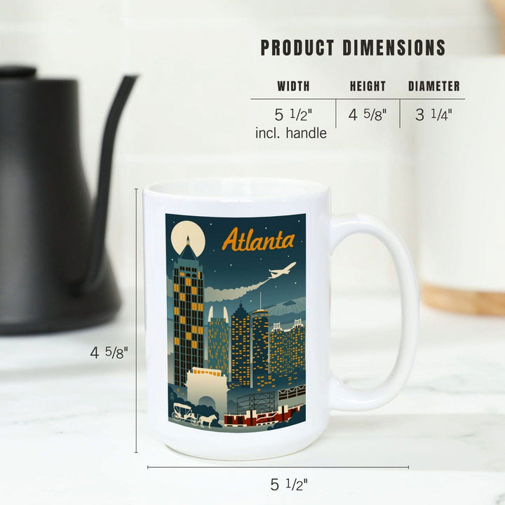 Atlanta, Georgia, Retro Skyline, Lantern Press Artwork, Ceramic Mug Mugs Lantern Press 