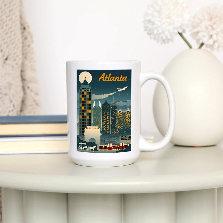 Atlanta, Georgia, Retro Skyline, Lantern Press Artwork, Ceramic Mug Mugs Lantern Press 
