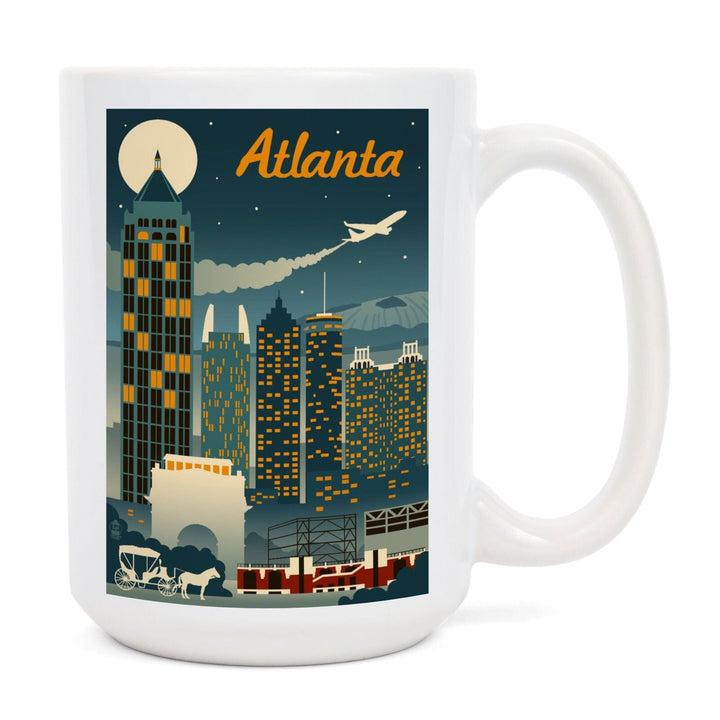 Atlanta, Georgia, Retro Skyline, Lantern Press Artwork, Ceramic Mug Mugs Lantern Press 