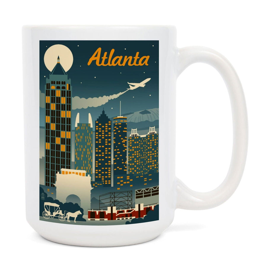 Atlanta, Georgia, Retro Skyline, Lantern Press Artwork, Ceramic Mug Mugs Lantern Press 