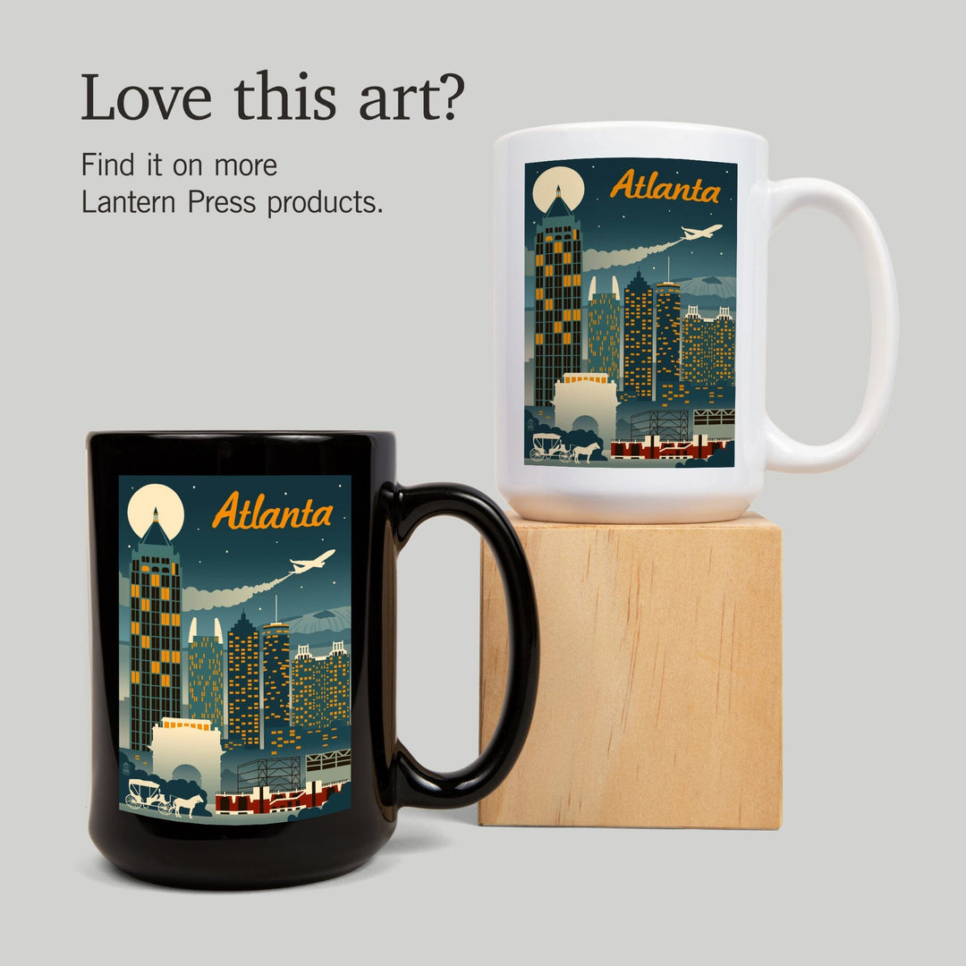 Atlanta, Georgia, Retro Skyline, Lantern Press Artwork, Ceramic Mug Mugs Lantern Press 