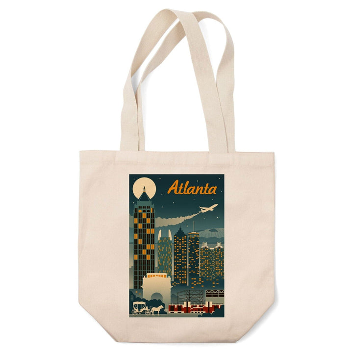 Atlanta, Georgia, Retro Skyline, Lantern Press Artwork, Tote Bag Totes Lantern Press 