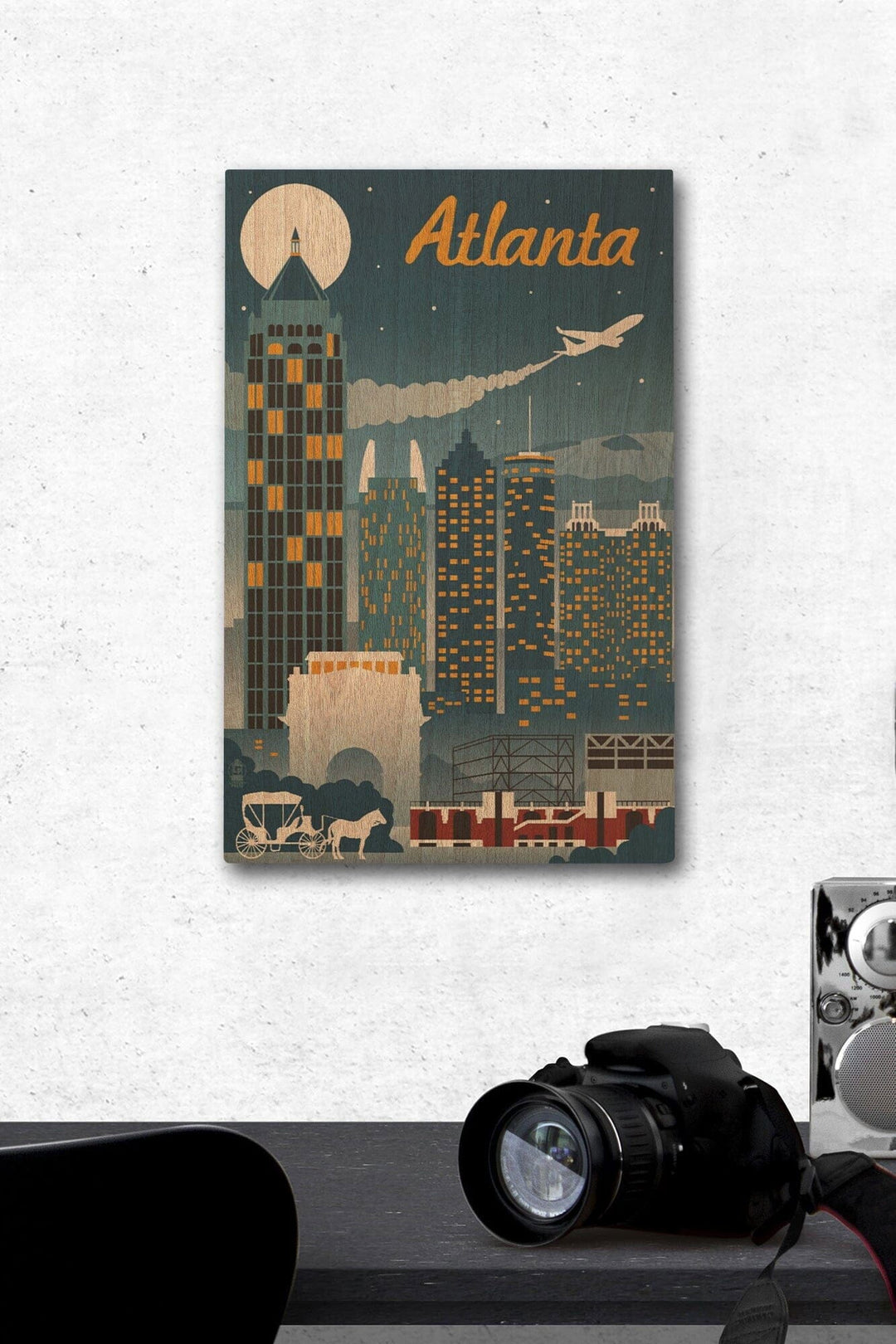 Atlanta, Georgia, Retro Skyline, Lantern Press Artwork, Wood Signs and Postcards Wood Lantern Press 