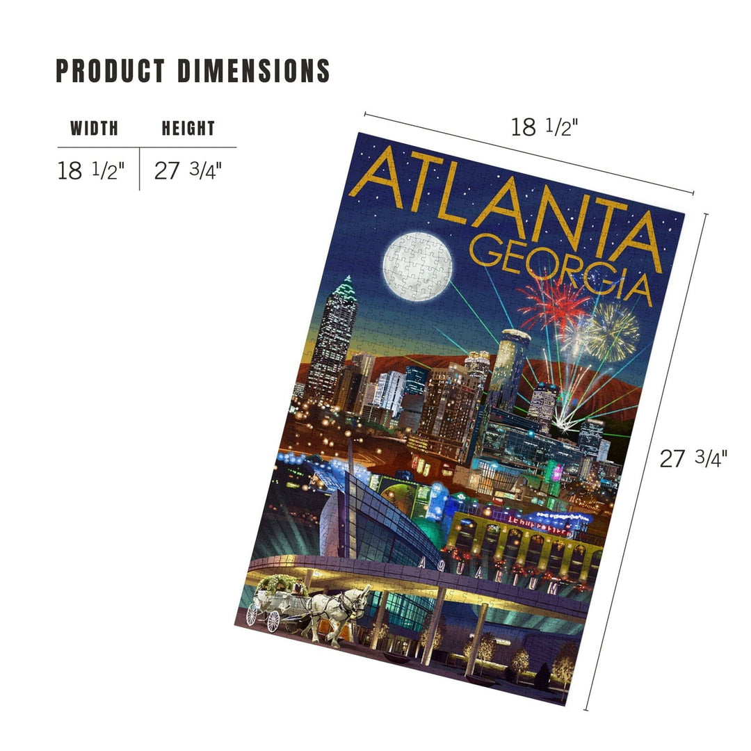 Atlanta, Georgia, Skyline at Night, Jigsaw Puzzle Puzzle Lantern Press 