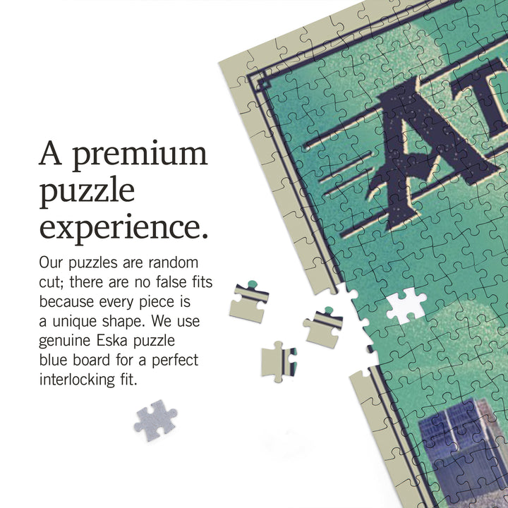 Atlanta, Georgia, Skyline, Litho, Jigsaw Puzzle Puzzle Lantern Press 