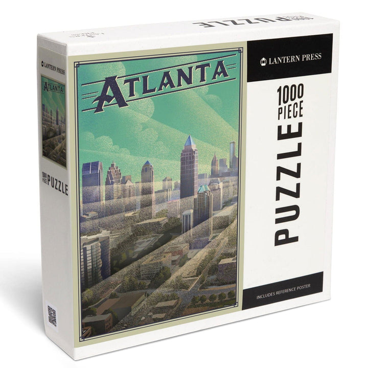 Atlanta, Georgia, Skyline, Litho, Jigsaw Puzzle Puzzle Lantern Press 