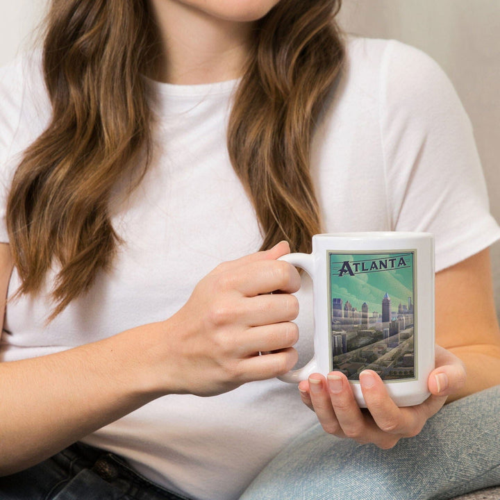 Atlanta, Georgia, Skyline, Litho, Lantern Press Artwork, Ceramic Mug Mugs Lantern Press 