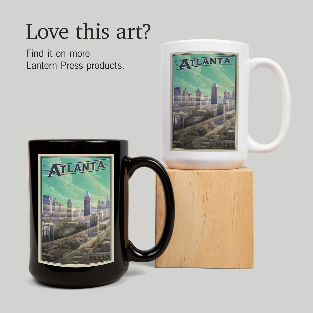 Atlanta, Georgia, Skyline, Litho, Lantern Press Artwork, Ceramic Mug Mugs Lantern Press 
